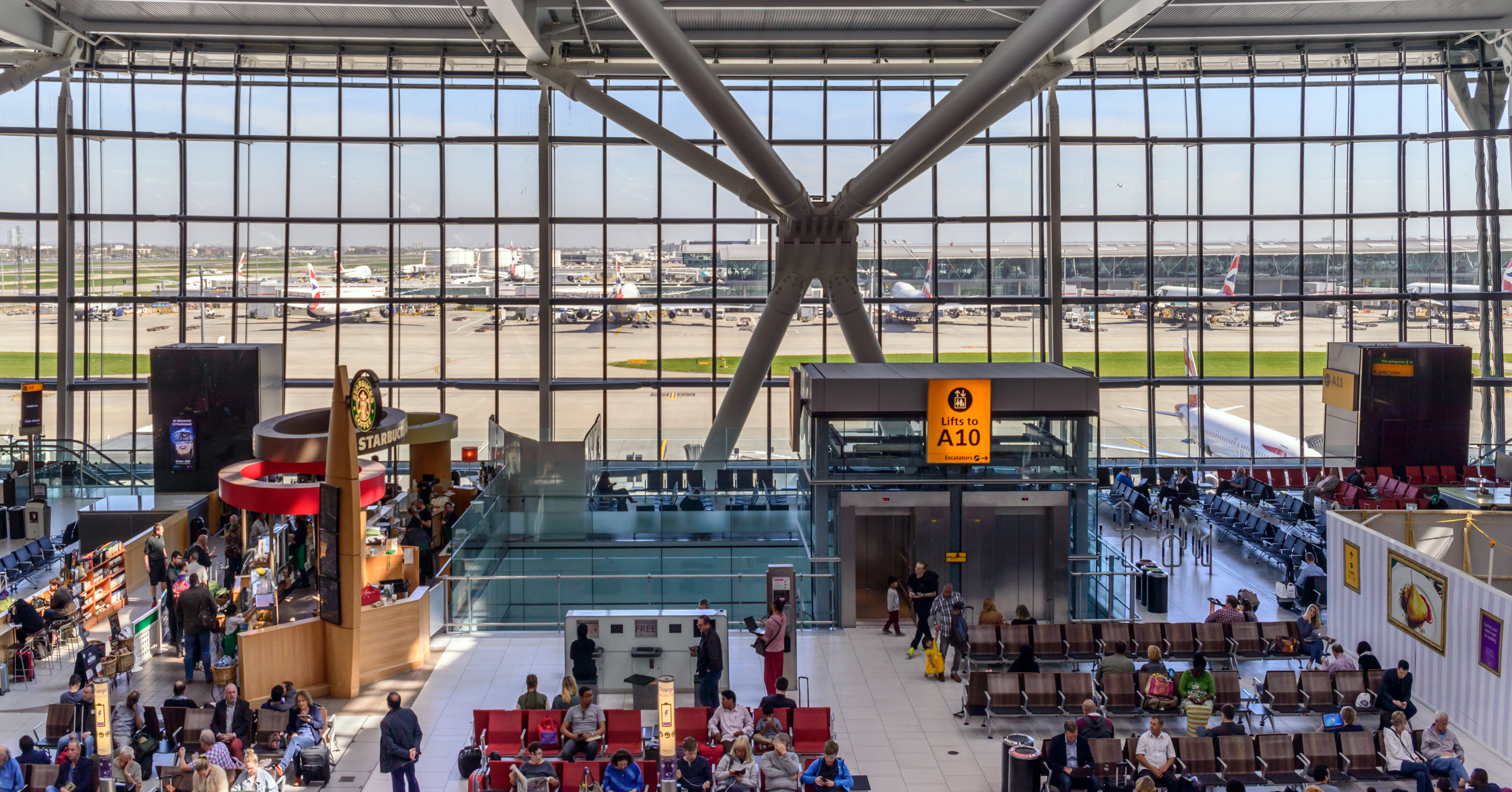 Heathrow Airport terminal waiting area